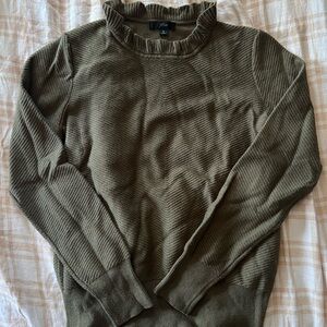 J. Crew Women’s Olive Green Sweater with Ruffle Neck